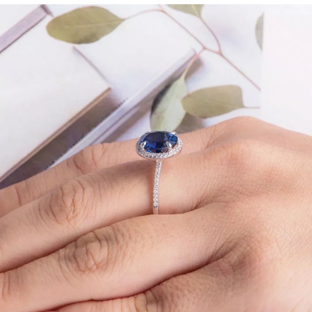 Gorgeous 925 Silver Rings for Women Blue Sapphire - Picture 5 of 5